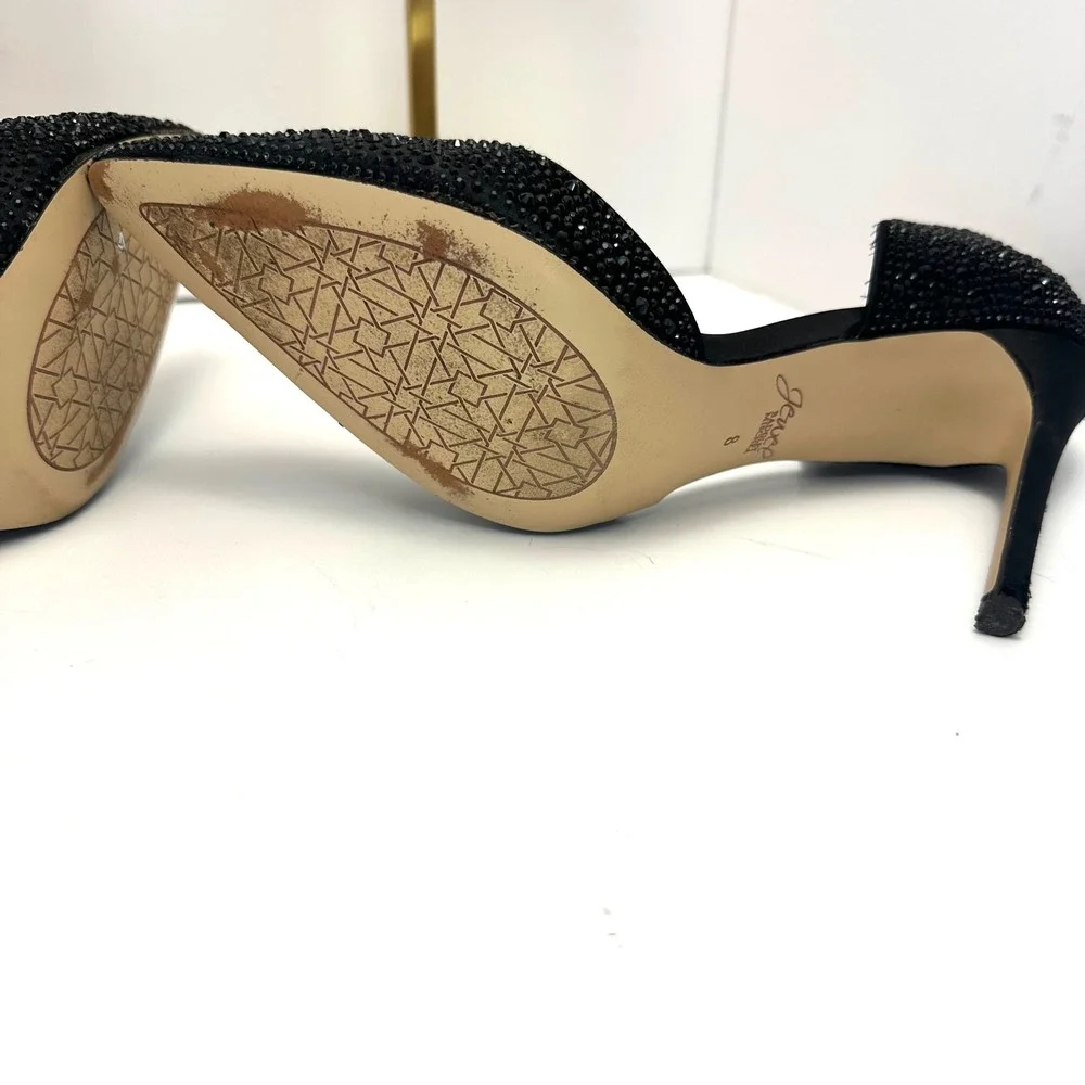 Jewel Badgley Mischka Black Rhinestone d'Orsay Pointed Toe Stiletto Pumps Size 8